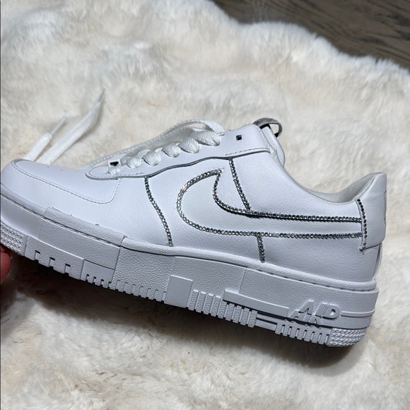 New Nike White Sneakers with Rhinestones Custom - Picture 10 of 11
